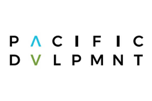Text logo reads "PACIFIC DVLPMNT" with a blue "A" and green "V" symbol.