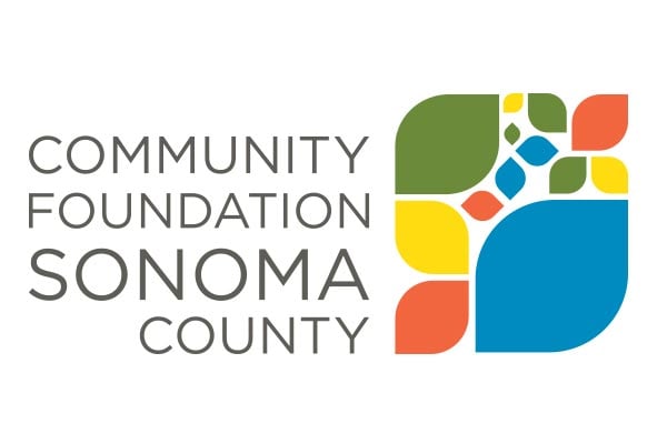 Community Foundation Sonoma County logo with colorful abstract leaf design.