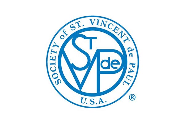 Logo of the Society of St. Vincent de Paul, U.S.A., featuring blue letters "S.V.P." in a circular design.