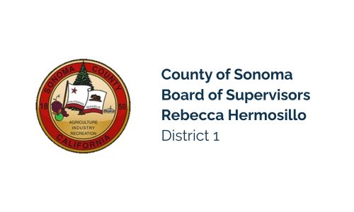 Seal of Sonoma County, California on the left; text on the right reads "County of Sonoma Board of Supervisors Rebecca Hermosillo District 1.