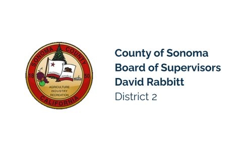 Seal of Sonoma County, California, next to text stating "County of Sonoma Board of Supervisors David Rabbitt, District 2.