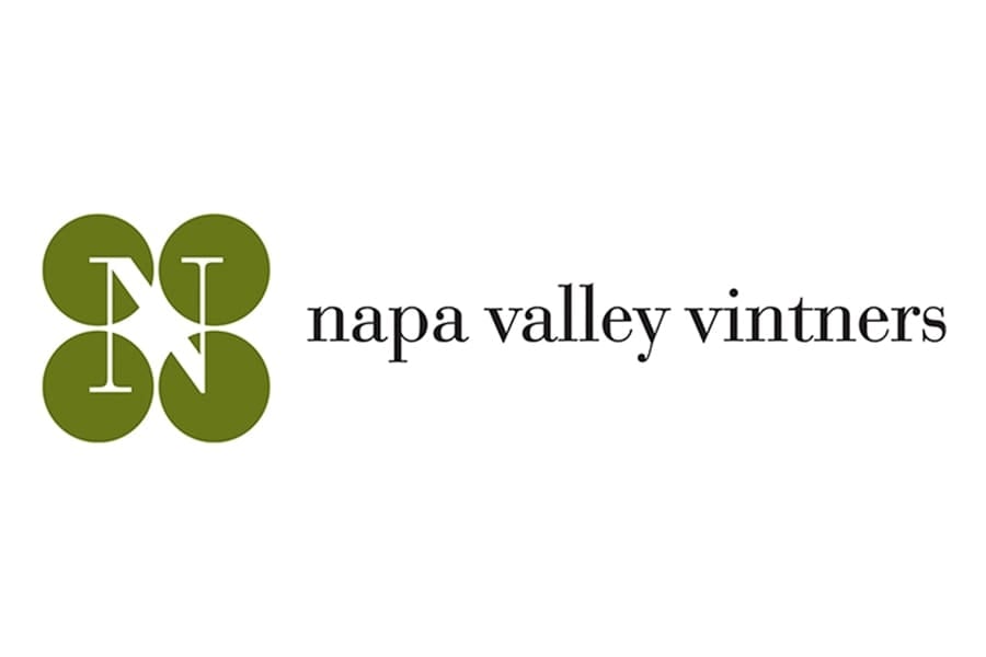 Napa Valley Vintners logo featuring a stylized green 'N' design on the left and the organization name in lowercase black text on the right.