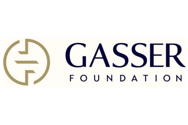 The image shows the Gasser Foundation logo with a circular gold symbol on the left and the words “Gasser Foundation” in blue text on the right.