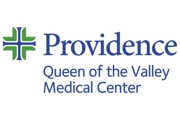 Providence Queen of the Valley Medical Center logo with a green and blue cross symbol on the left and the center’s name in blue text on the right.