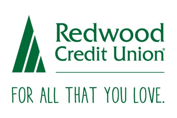 Redwood Credit Union logo with green tree graphic and the tagline “For all that you love.”.